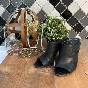 Authentic Leather Black Chunky Heel